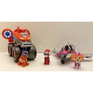 Paw Patrol Mighty Movie Skye w Jet & Marshall + Zuma Hovercraft Vehicle Figures
